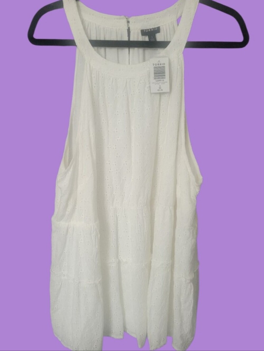 TORRID White Halter Top Babydoll Sleeveless Flowy Cottagecore Size 3X,22~24 NWT